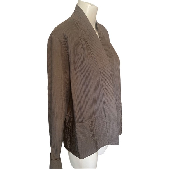 Eileen Fisher Jacket Open Front 100% Silk Size L - Picture 2 of 6